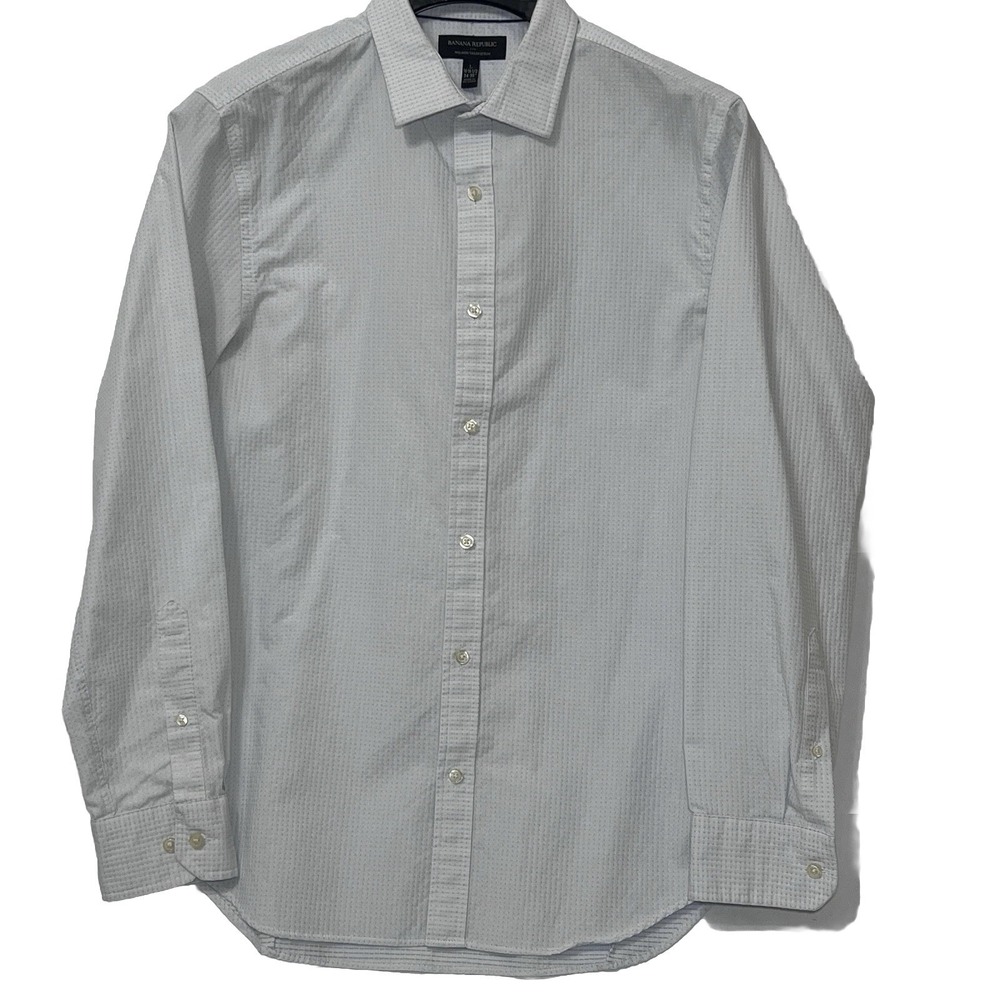 Banana Republic Tailored Slim Button Long Sleeve Shirt Non Iron Men Large Blue